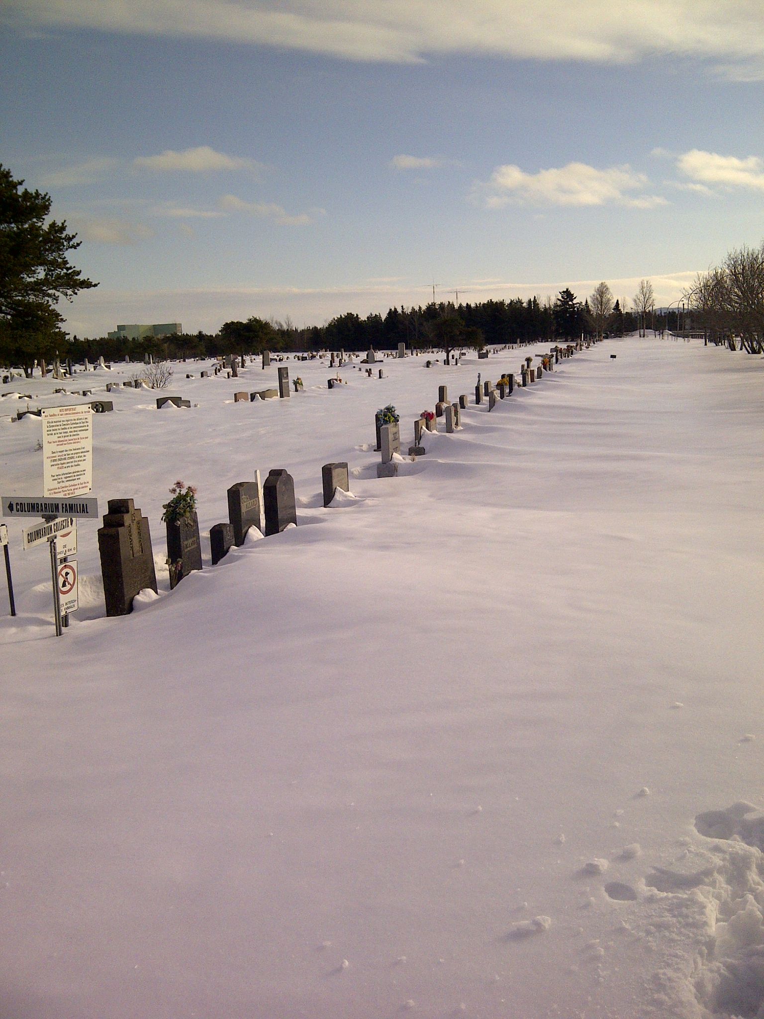Cimetière durant la saison hivernale.